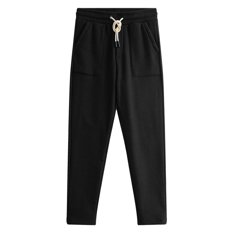 Knitted Staple Cotton Simple Straight Casual Track Sweatpants Men