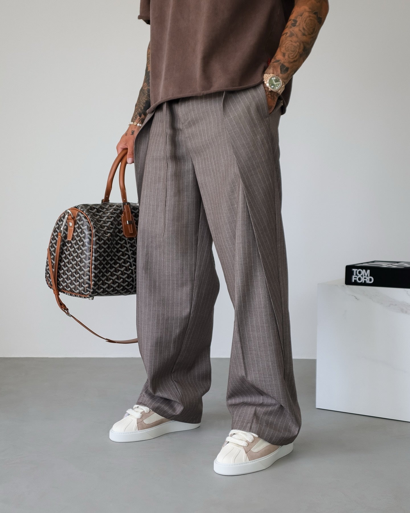 Men's Casual Striped Lace-Up Pants