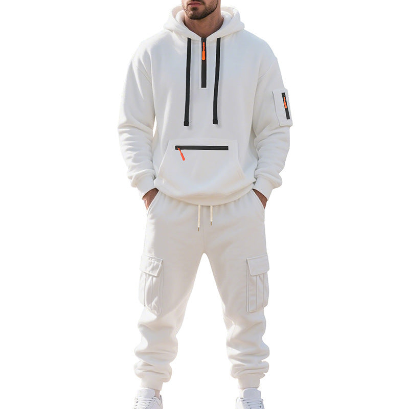 Fleece-lined Men's Loose Sports And Leisure Suit