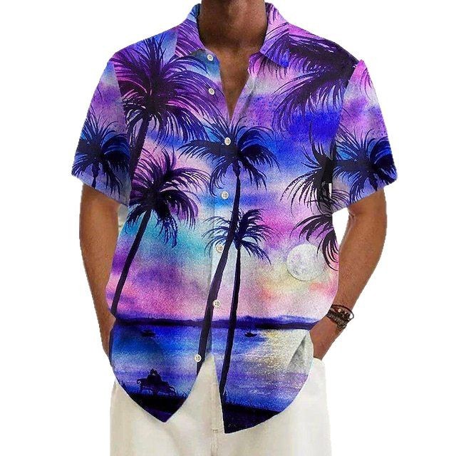 Fashion Men's Casual Floral Print Special-interest Design Shirt