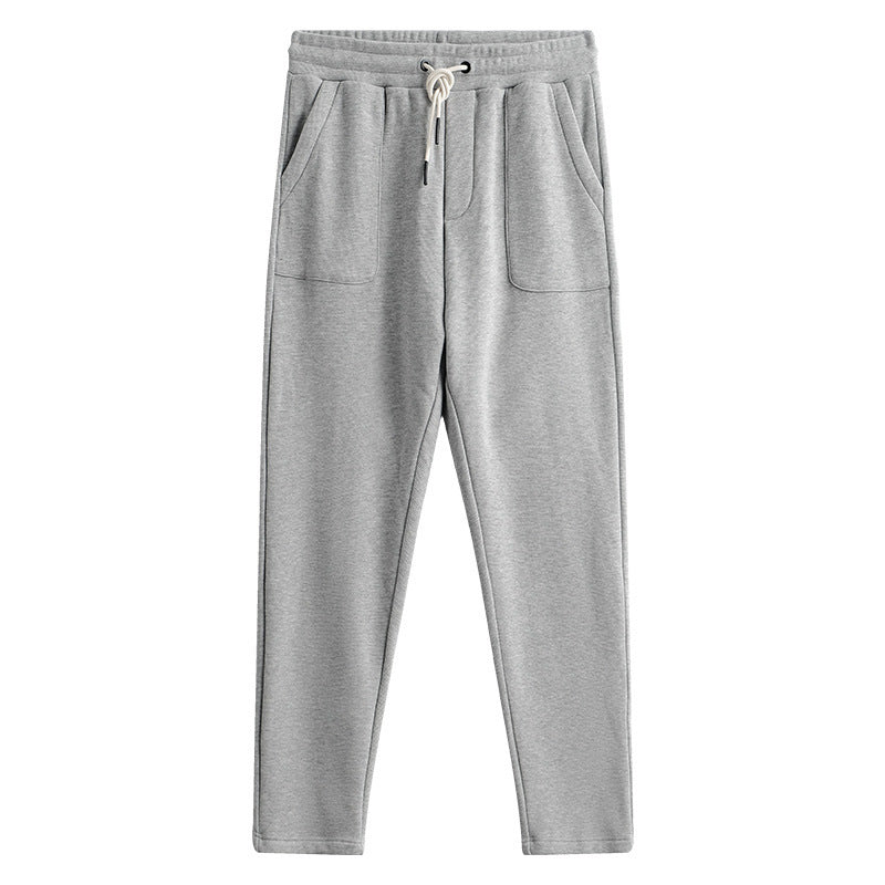 Knitted Staple Cotton Simple Straight Casual Track Sweatpants Men