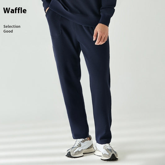 Knitted Staple Cotton Simple Straight Casual Track Sweatpants Men