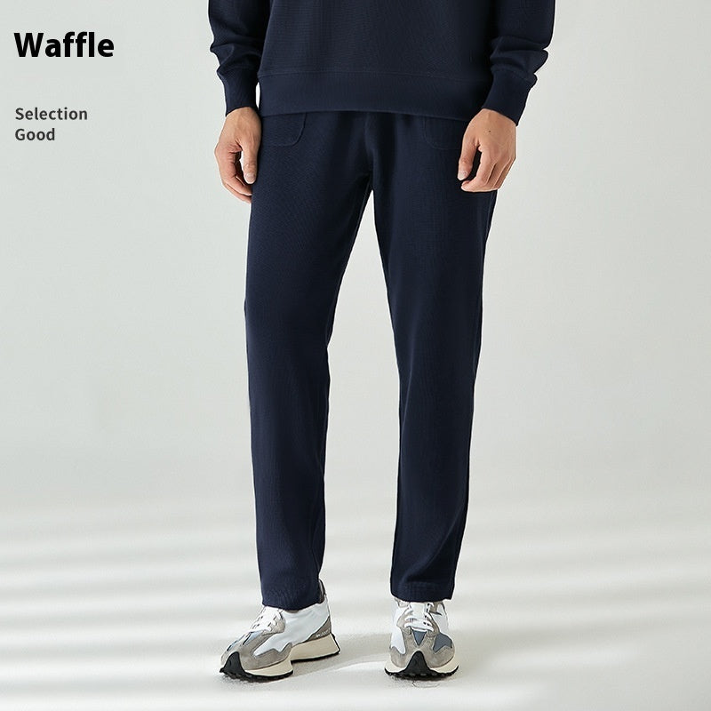 Knitted Staple Cotton Simple Straight Casual Track Sweatpants Men