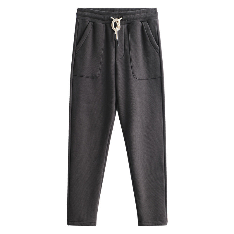 Knitted Staple Cotton Simple Straight Casual Track Sweatpants Men